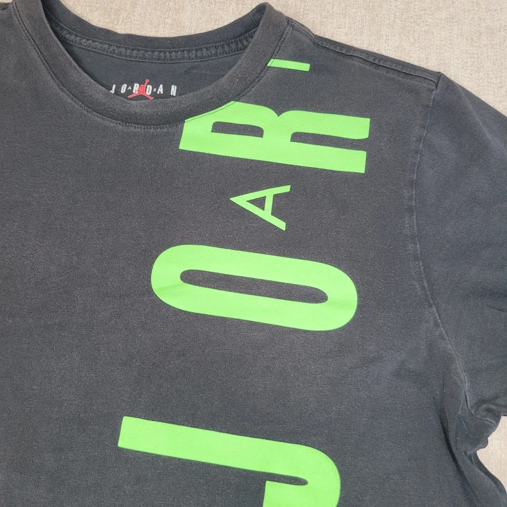 Jordan Jumpman Air T-Shirt Mens Large Black Neon Green CZ8402-011 Graphic Tee
